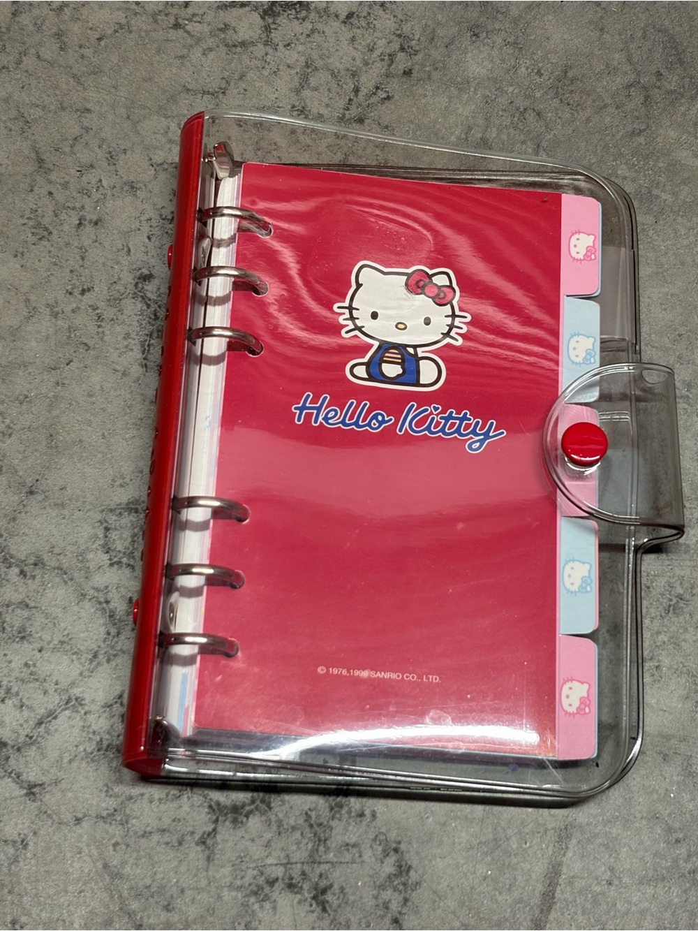 Vintage Sanrio Hello Kitty Vinyl Plastic Six Ring Planner 1999
